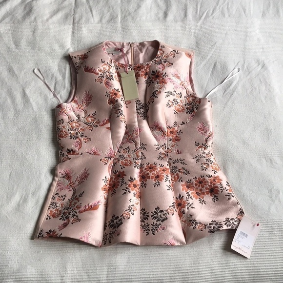 𝅺stella McCartney Blush Floral Crepe Peplum Top - Picture 5 of 12